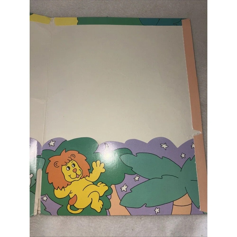Vintage Folder 1989 Safari Party School Portfolio Mead Ostrich Zebra Retro